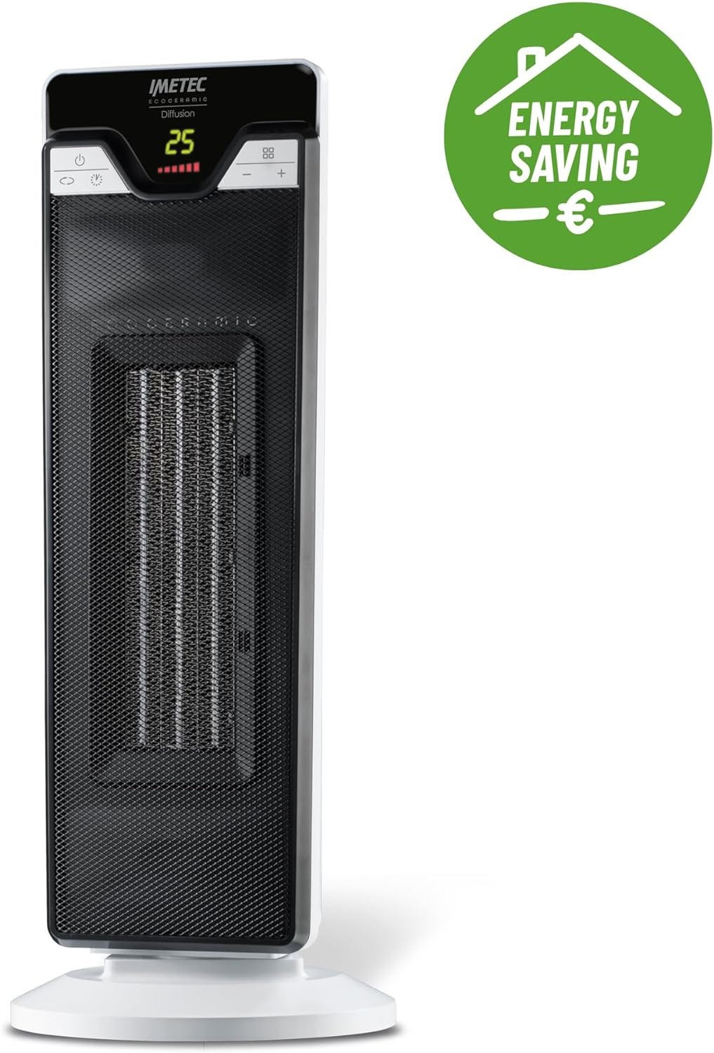 Aquecedor de ventilador oscilante Imetec com tecnologia cerâmica e difusão, preto e branco, 2200 W - 2