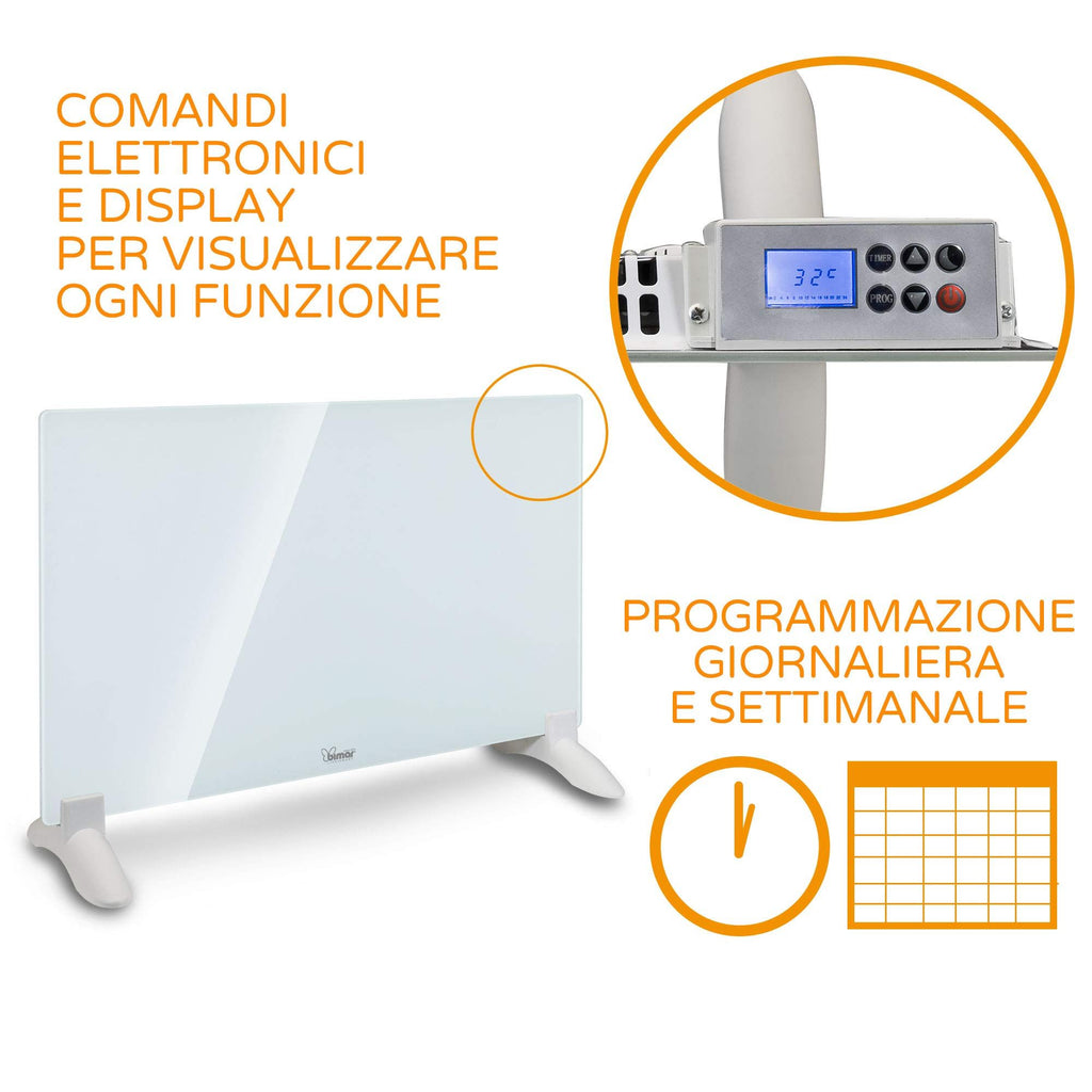 Bimar HC508 Termoconvettore a Muro o Pavimento, Riscaldatore Convezione Naturale, Corpo Metallo e Pannello Frontale in Vetro, Stufa Elettrica da Paret - 6